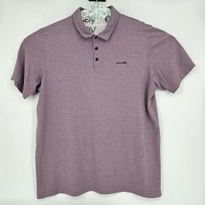 Travis Mathew Polo Shirt Mens XXL Short Sleeve Pink Striped‎ Golf Casual Preppy